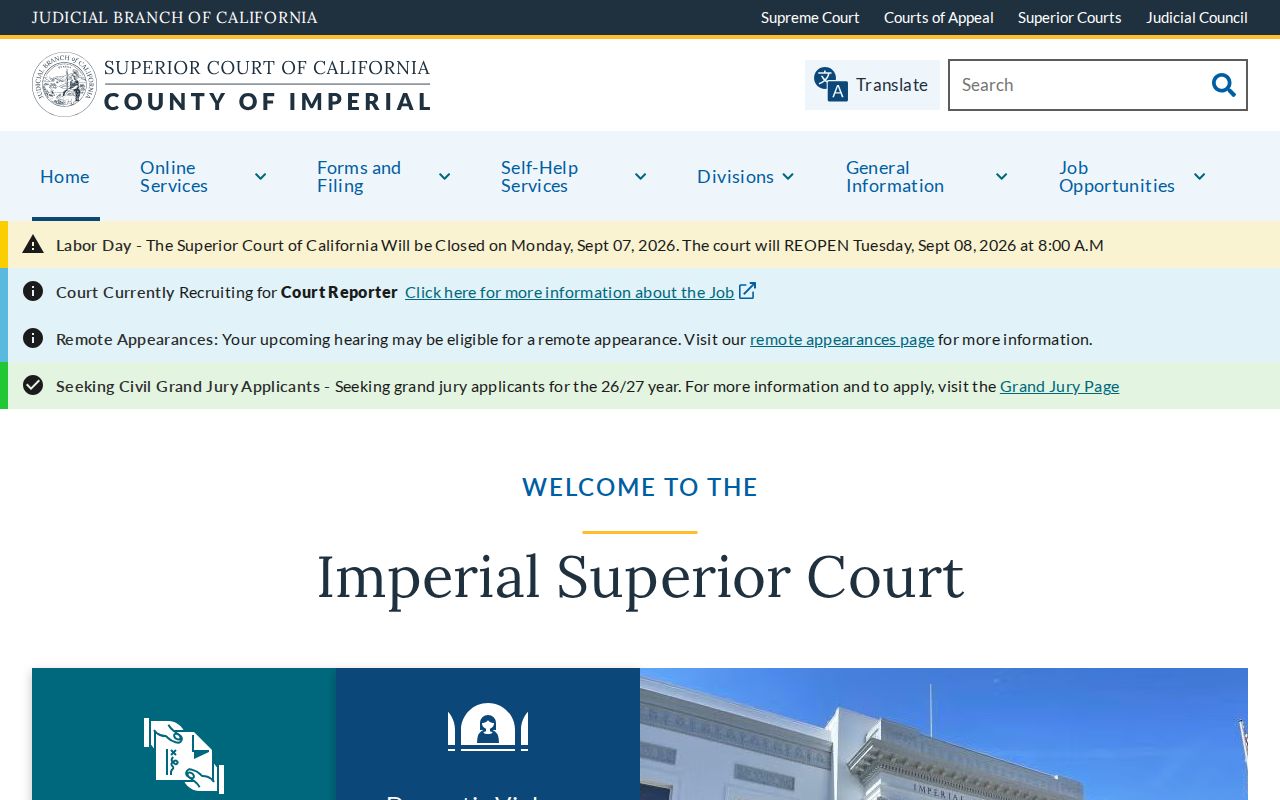 Imperial County Superior Court official website