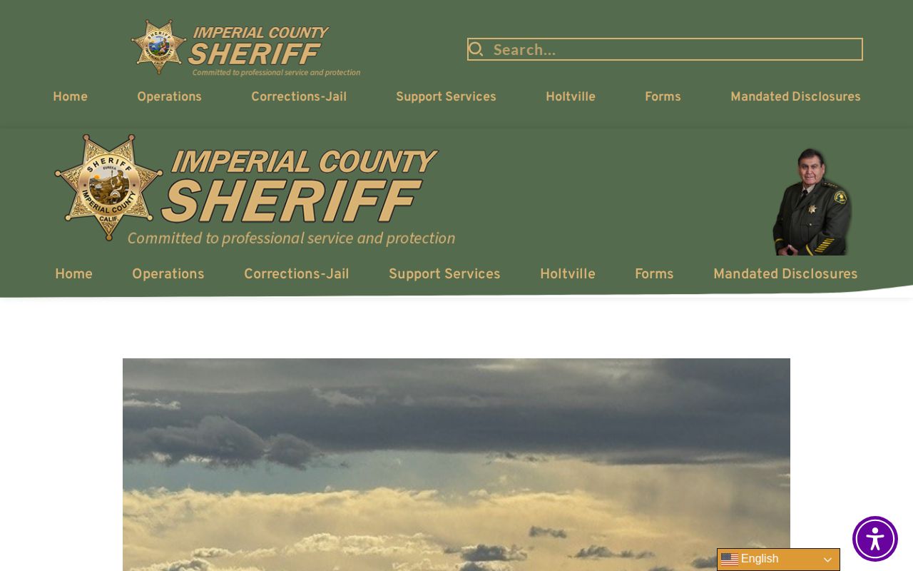 Imperial County Sheriff page showing the VINE jail-information contact