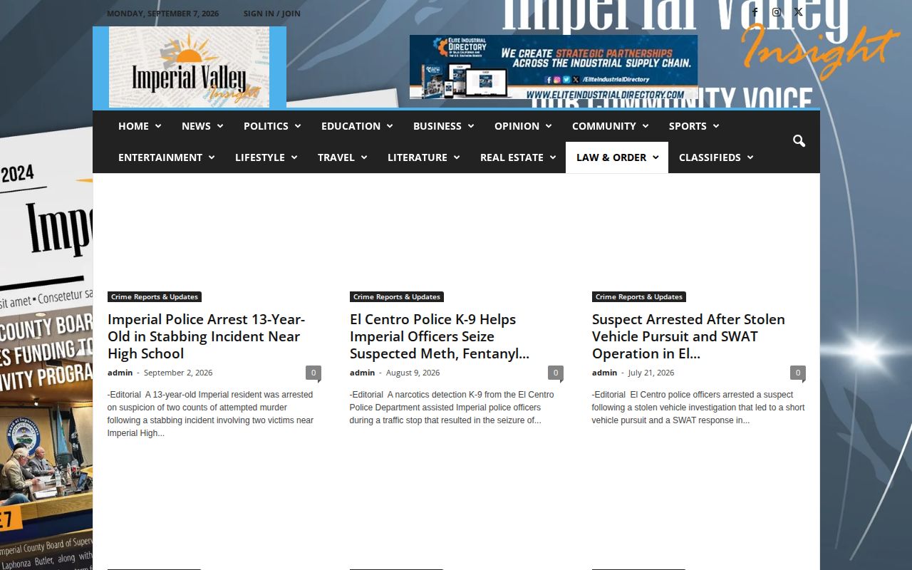 Imperial Valley Insight Crime Reports and Updates page