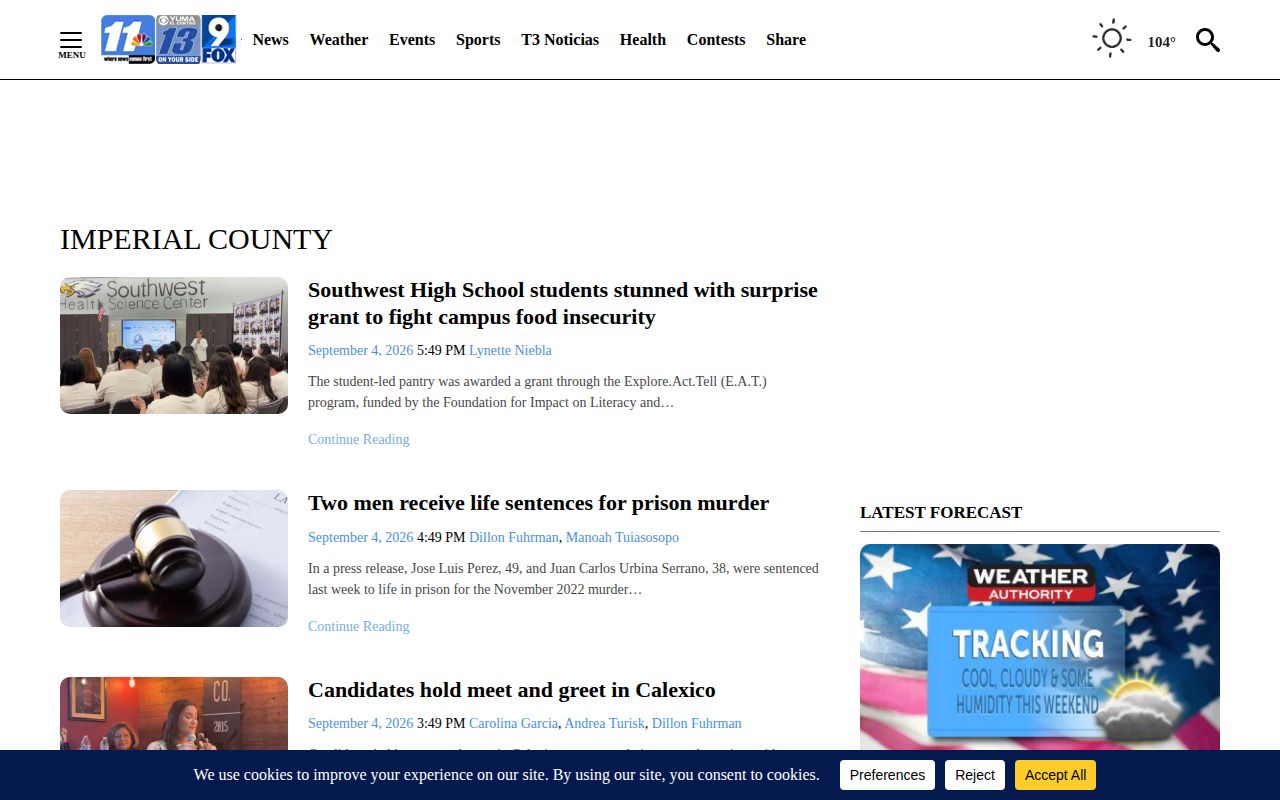 KYMA Imperial County local news archive page